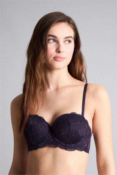 Lace Detail Half Padded Strapless Bra