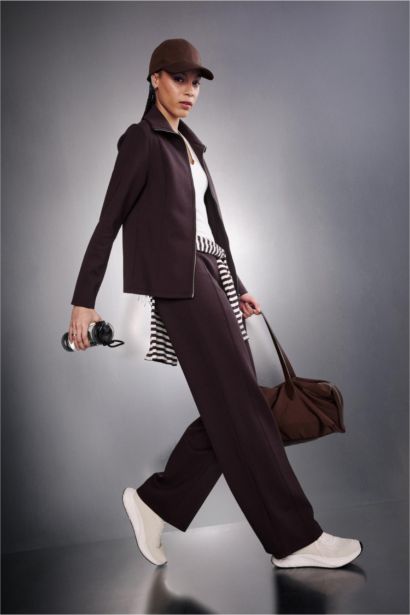 Wide Leg Wide Leg With Pockets Scuba Fabric Trousers