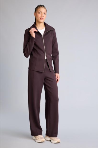 Wide Leg Wide Leg With Pockets Scuba Fabric Trousers