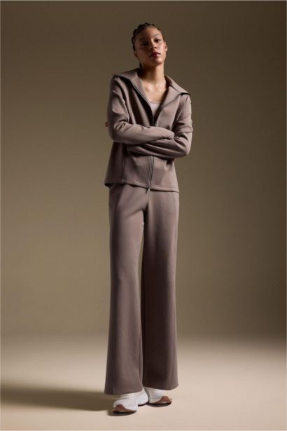 Wide Leg Wide Leg With Pockets Scuba Fabric Trousers