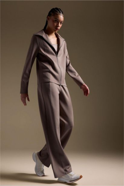 Wide Leg Wide Leg With Pockets Scuba Fabric Trousers