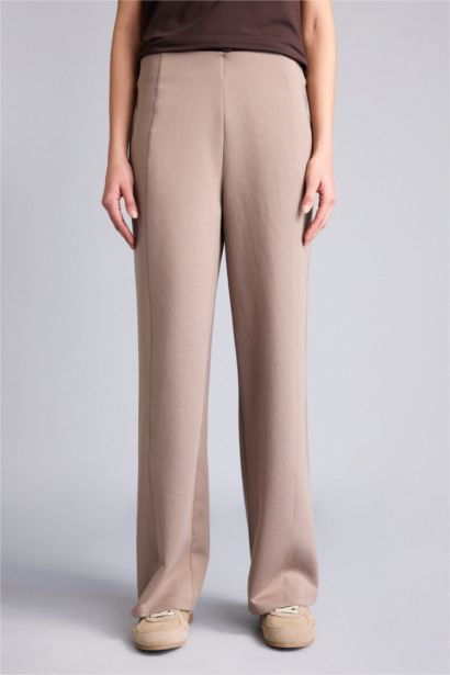 Wide Leg Wide Leg With Pockets Scuba Fabric Trousers