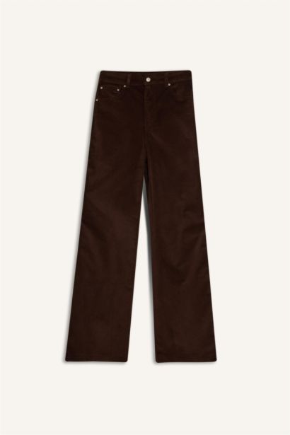 Wide Leg Zip-Up Velvet Trousers