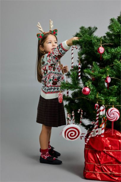 Pull de Noël à col rond pour bébé fille