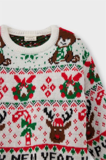 Pull de Noël à col rond pour bébé fille