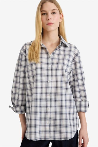 Oversize Fit Shirt Collar Long Sleeve Shirt