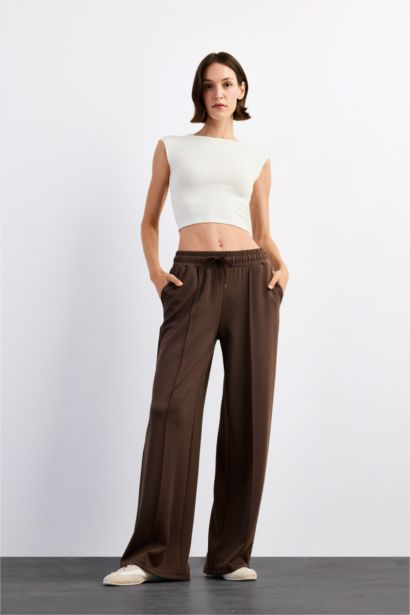 بنطرون منسوج قصة مريحة برجل عادي وخصر عادي