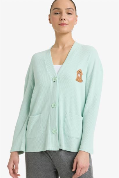 Regular Fit Long Sleeve Plush Cardigan