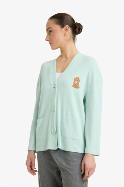 Regular Fit Long Sleeve Plush Cardigan