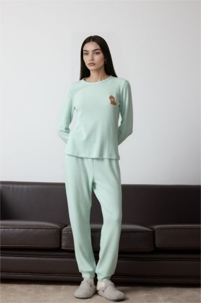 Regular Fit Waffle Top Bottoms 2 Piece Pyjama Set