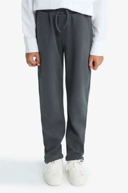 Boy Elastic Waist Straight Leg Pique Sweatpants