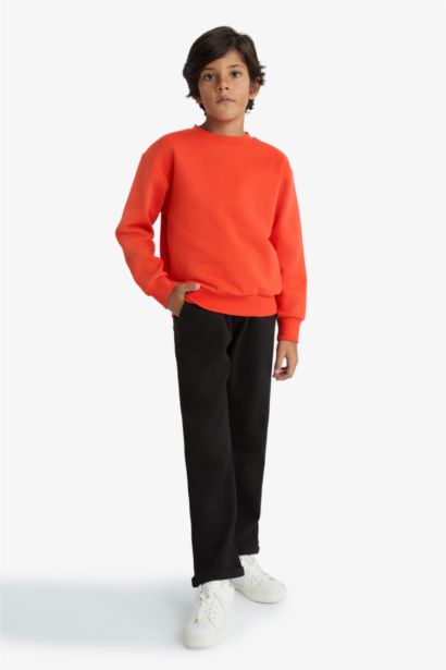 Pantalon de survêtement droit en piqué à taille élastique pou garçon