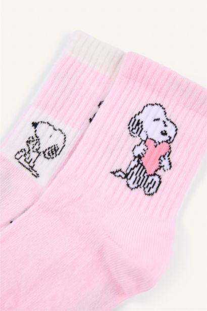 Snoopy 2'li Pamuklu Uzun Çorap Kız Çocuk