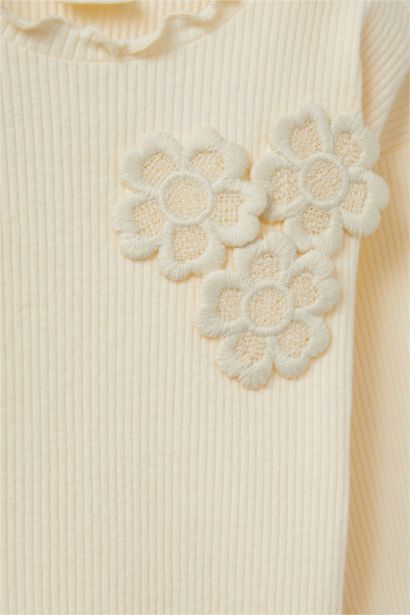 Baby Girl Standard Fit Floral Ribbed Long Sleeve T-Shirt