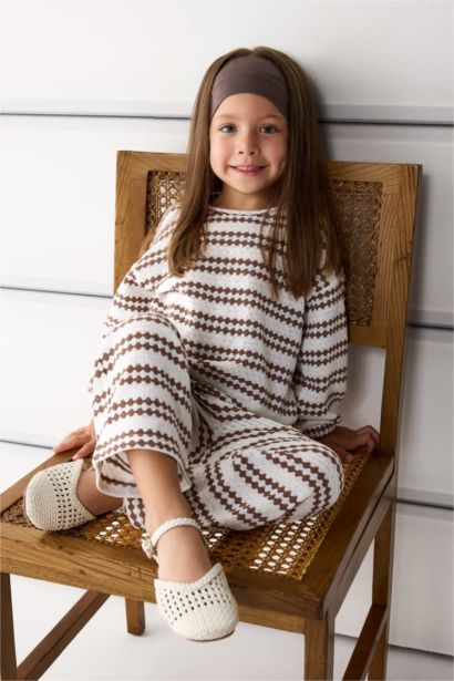 Baby Girl Crew Neck Striped Sweatshirt