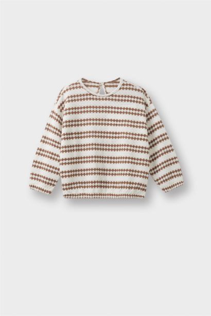 Baby Girl Crew Neck Striped Sweatshirt