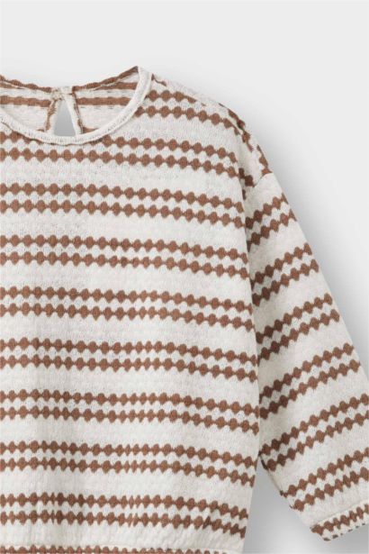 Baby Girl Crew Neck Striped Sweatshirt