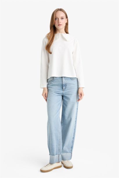 Tunique à col bébé manches longues Coupe décontractée