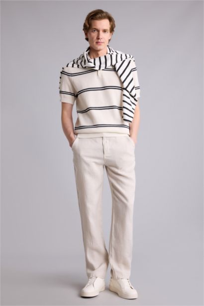 %100 Keten Relax Fit Pantolon