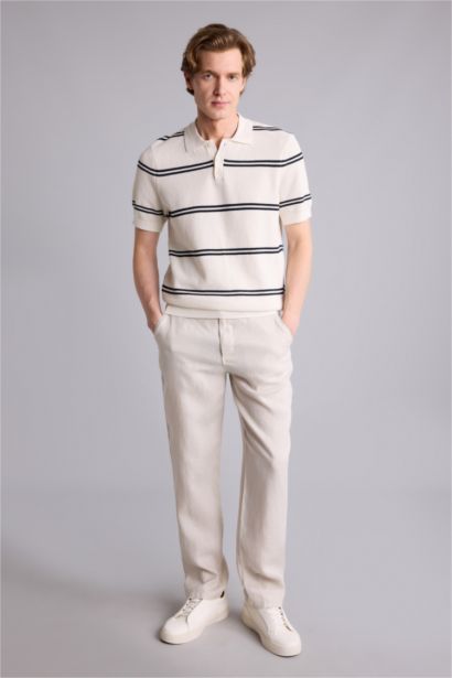 %100 Keten Relax Fit Pantolon