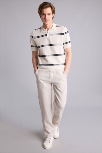 %100 Keten Relax Fit Pantolon