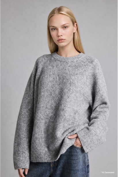 Pull épais en tricot à col rond Coupe régulière