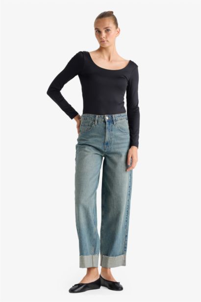 Body à manches longues et col carré