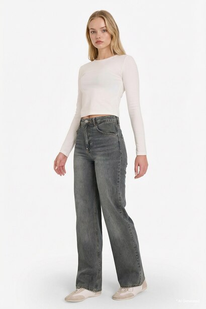 Jean 90's large taille haute