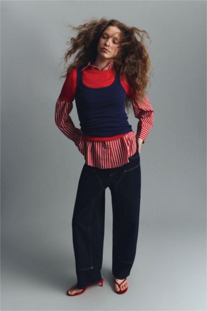 Barrel Fit High Waist Long Jeans