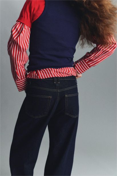 Barrel Fit High Waist Long Jeans