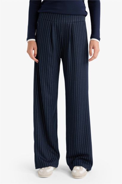 Wide Leg Striped Trousers