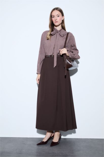 Regular Fit Flanel Plaid Long Sleeve Tunic