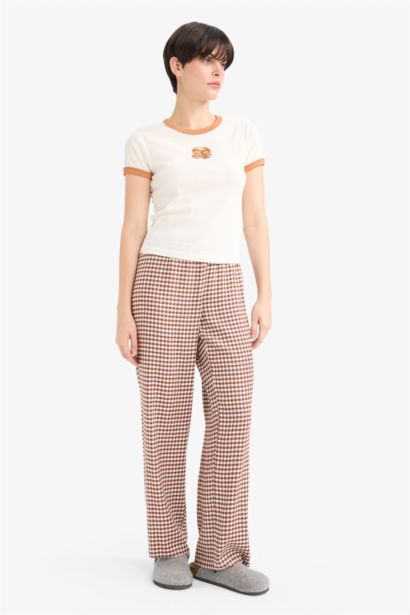 Regular Fit Long Checked Pyjama Bottoms