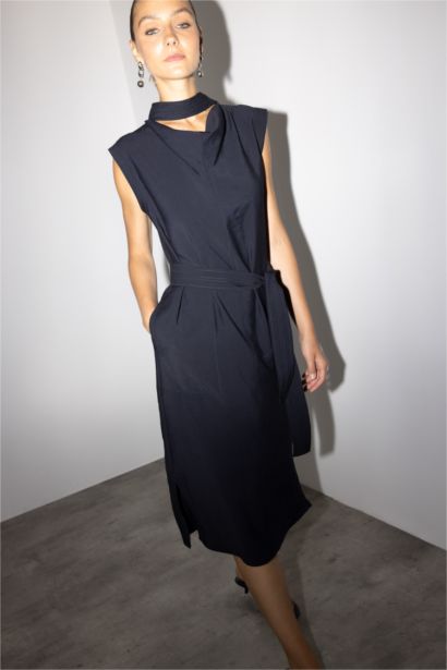Modal Sleeveless Tie Detail Midi Dress