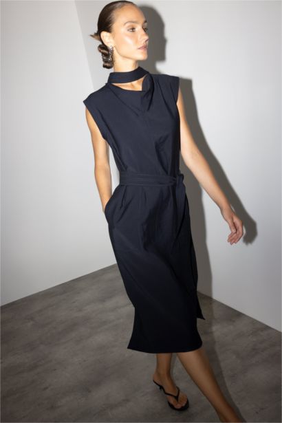 Modal Sleeveless Tie Detail Midi Dress