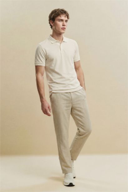 بنطلون من مزيج القطن والكتان