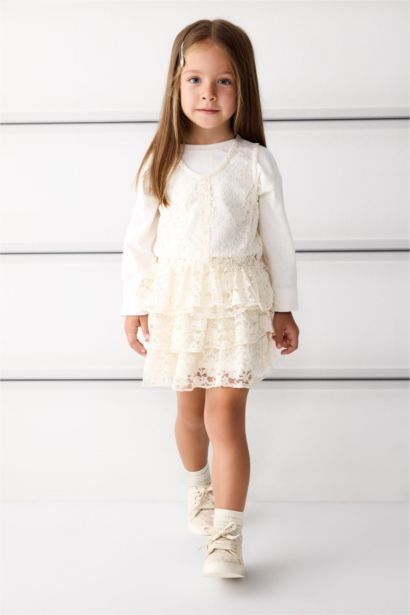 Baby Girl V-Neck Tulle Blouse