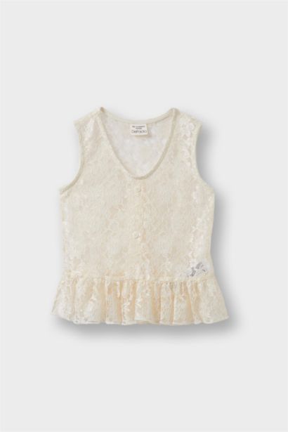 Baby Girl V-Neck Tulle Blouse