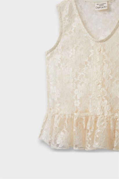 Baby Girl V-Neck Tulle Blouse