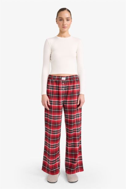 Regular Fit Plaid Flannel 2 Pieces Pyjama Set