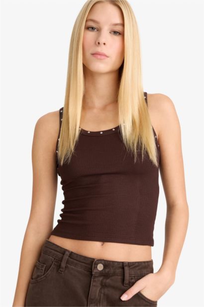 Fitted Square Neck Ribbed Camisole Tank Top