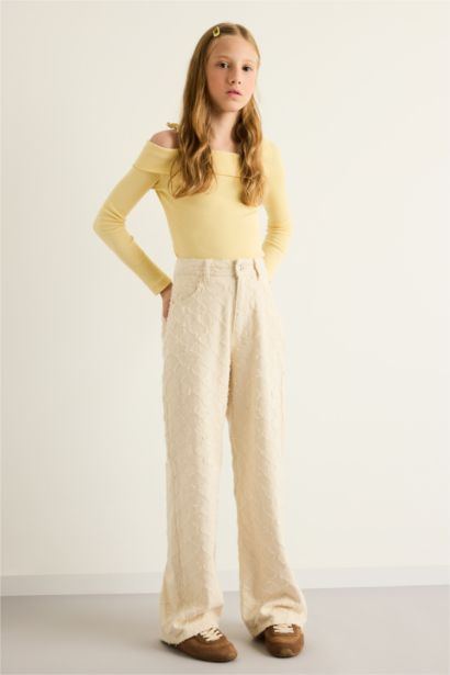 Wide Leg Gabardine Trousers