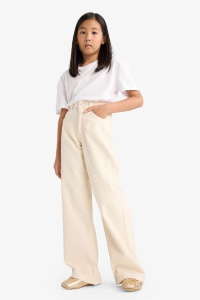 Wide Leg Gabardine Trousers