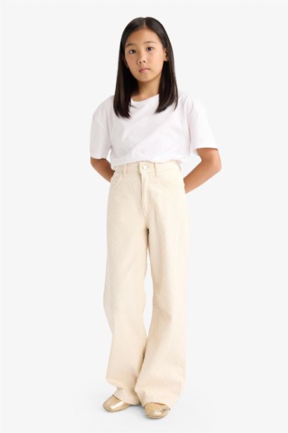 Wide Leg Gabardine Trousers