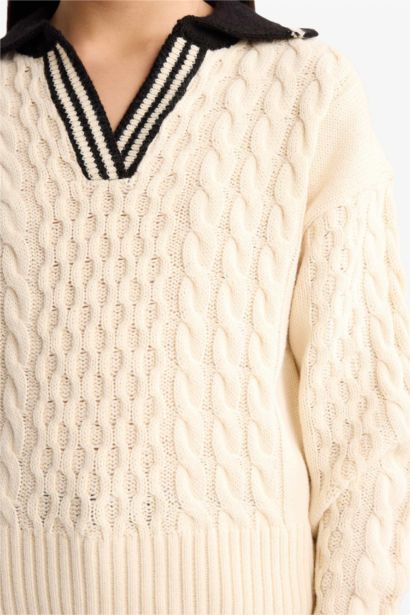 Girl Regular Fit Polo Collar Pullover