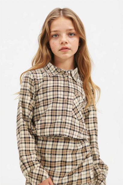 Oxford Kareli Uzun Kollu Gömlek Kız Çocuk
