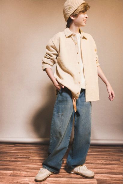 Barrel Fit Düz Paça Jean Pantolon Erkek Çocuk