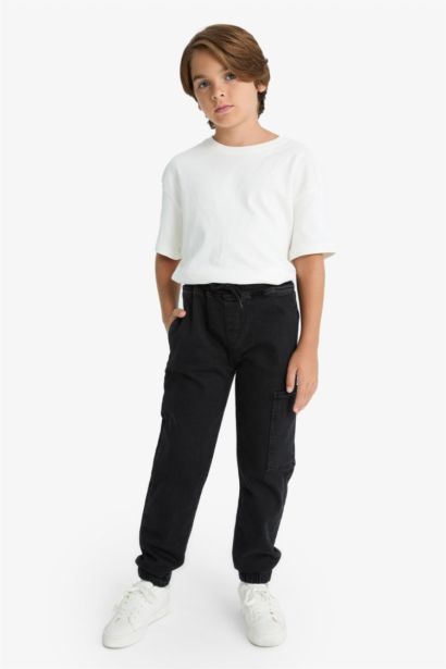 Kargo Jogger Esnek Bantlı Paça Jean Pantolon Erkek Çocuk