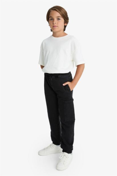 Kargo Jogger Esnek Bantlı Paça Jean Pantolon Erkek Çocuk