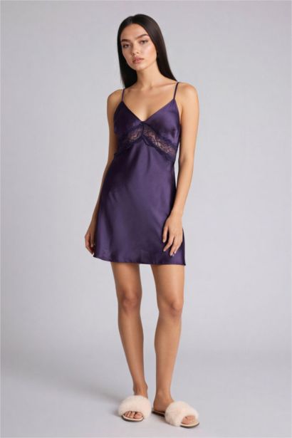 Платье стандартного кроя с V-образным вырезом из сатина Fall in Love